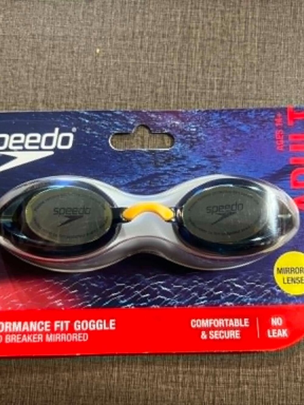 Brand New Speedo Adult Record Breaker Goggles, Iron Gray.